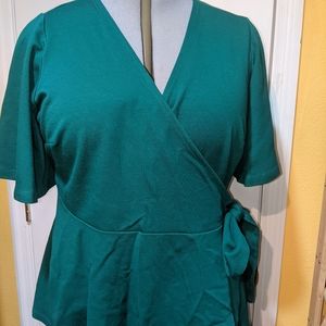 Eloquii wrap shirt top blouse 18 knit